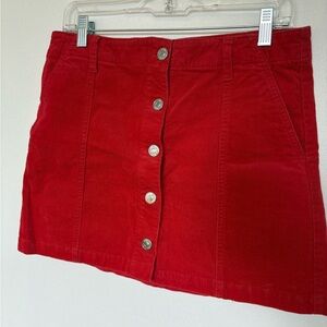 Forever21. Red Button-Front Corduroy Mini Skirt